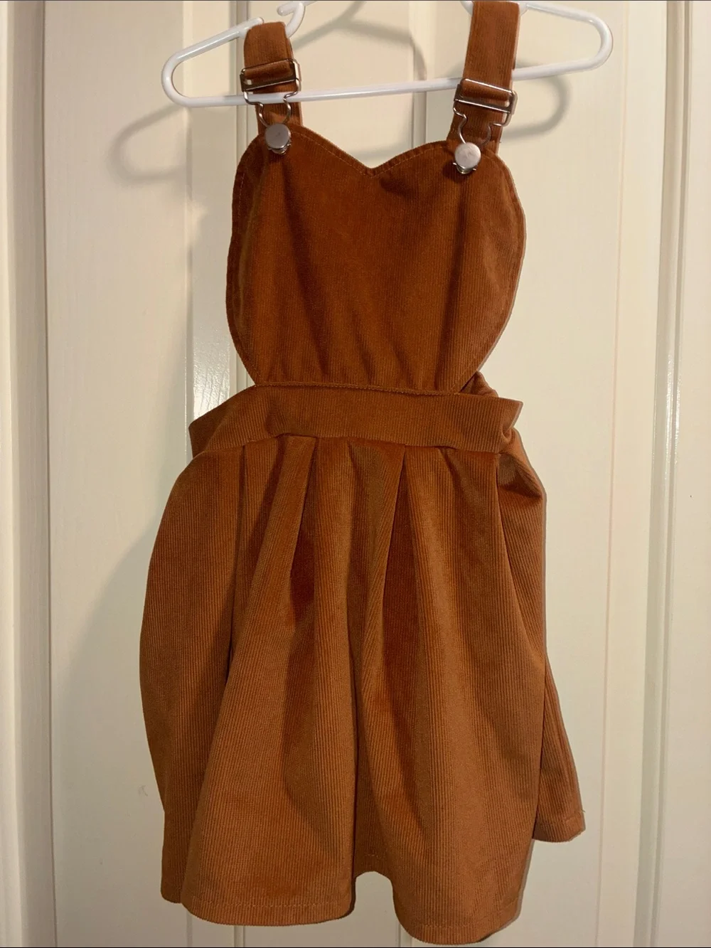 Girls' Rust Corduroy Pinafore Dress with Adjustable Straps